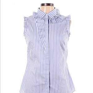 Banana Republic | Lavender & White Riley Shirt Button Down with Ruffle Trim